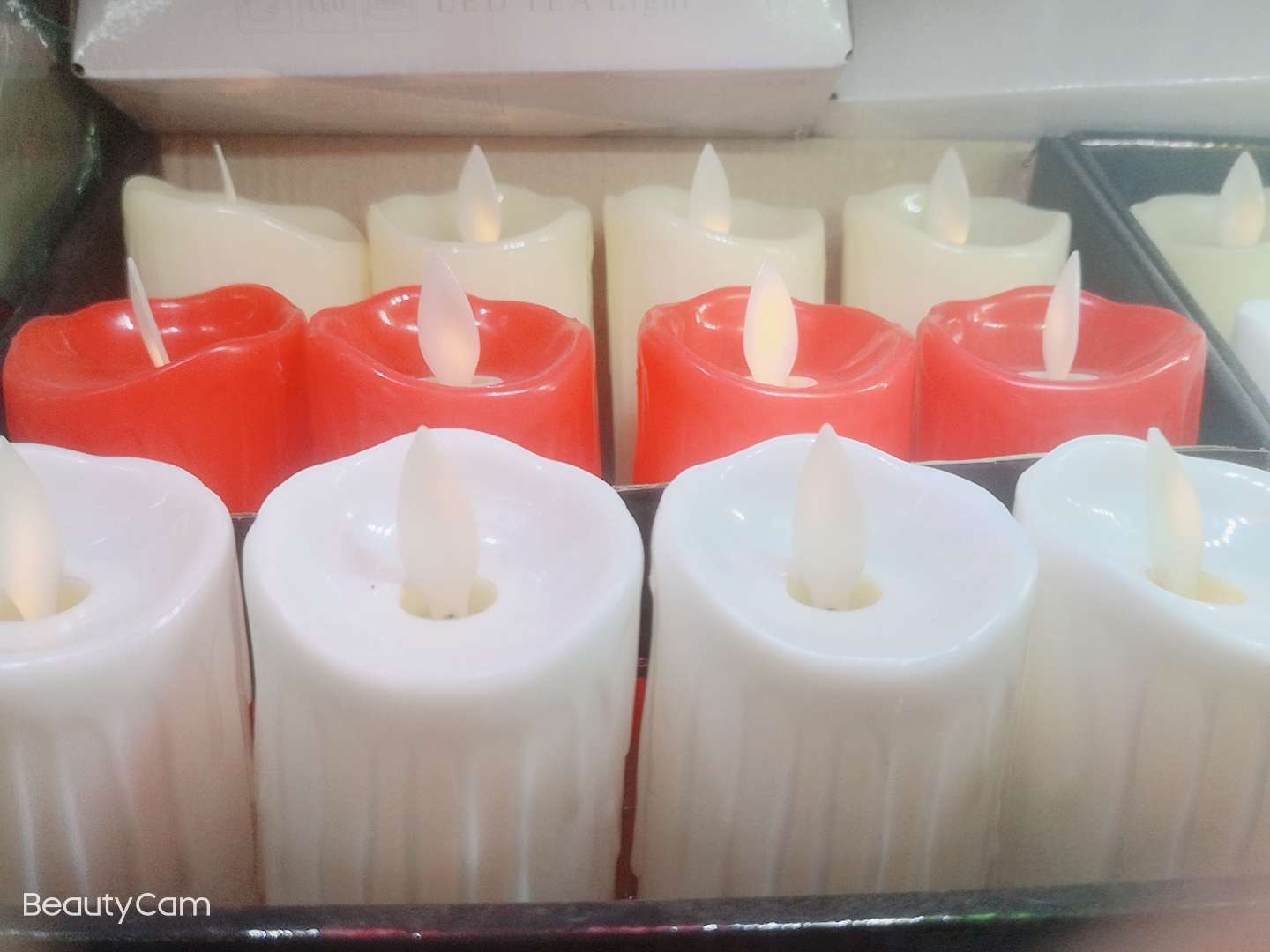 直筒条纹发光摇摆蜡烛，安全卫生蜡烛