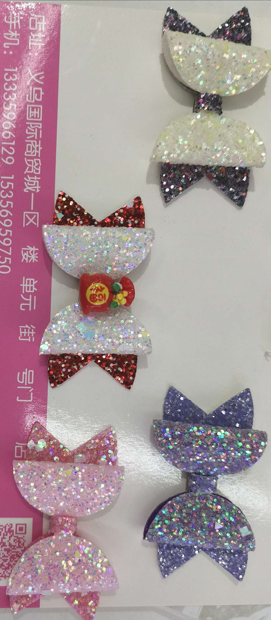 Two-color glitter double-layer bow tie