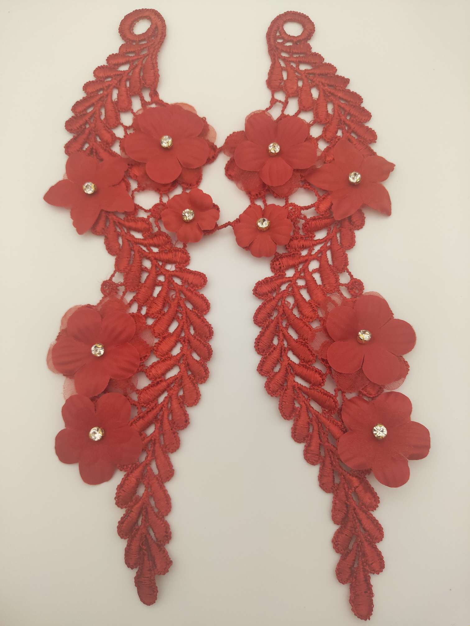 Polyester-polyester double-flower hand-stitched beaded flower clothing accessories, DIY collar flower wedding dress decoration 1-9 Specification image