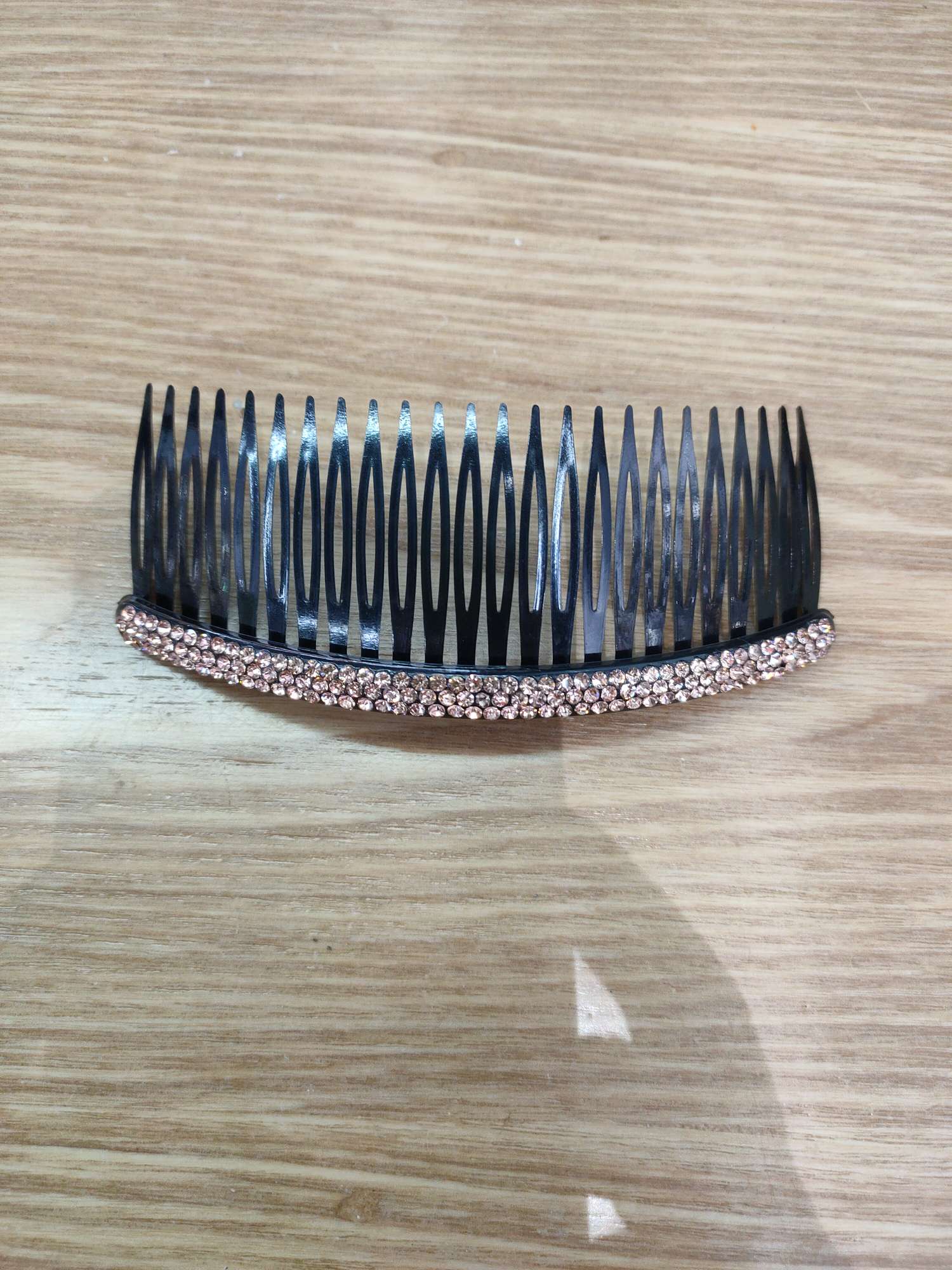 Rhinestone Comb Female 6-Color Three-Row Crystal Plastic Tooth 24-Tooth Large Hair Comb Adult Hair Accessories Specification drawing