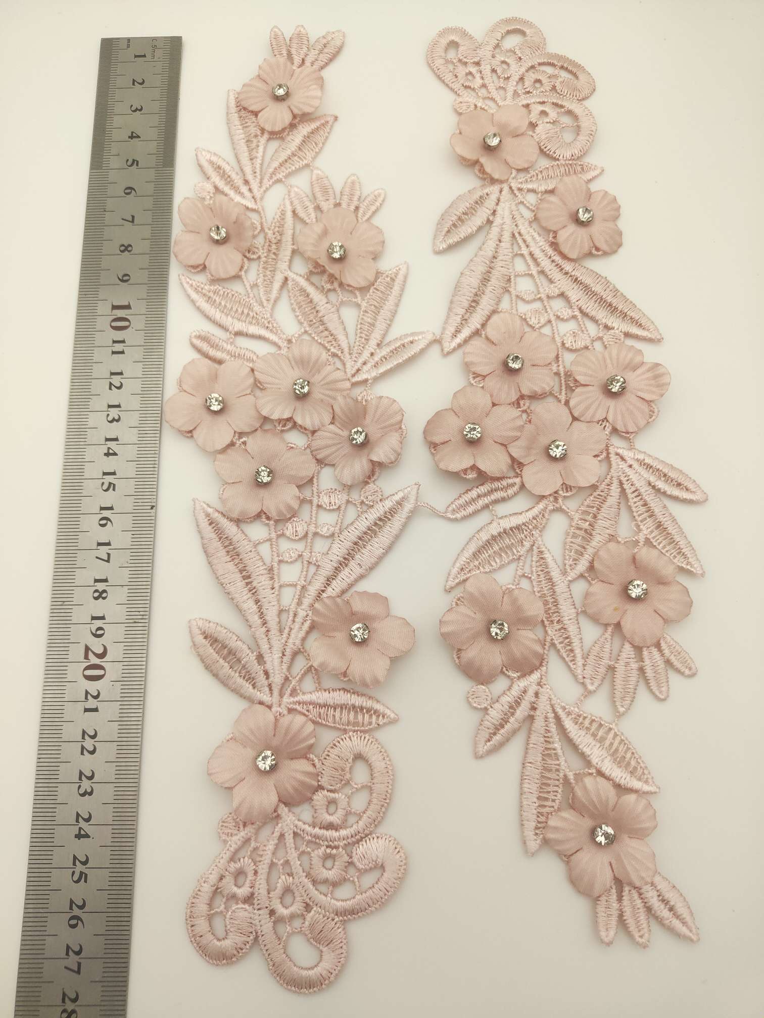 Polyester-polyester double-flower hand-stitched beaded flower clothing accessories, DIY collar flower wedding dress decoration 1-11 Item Picture
