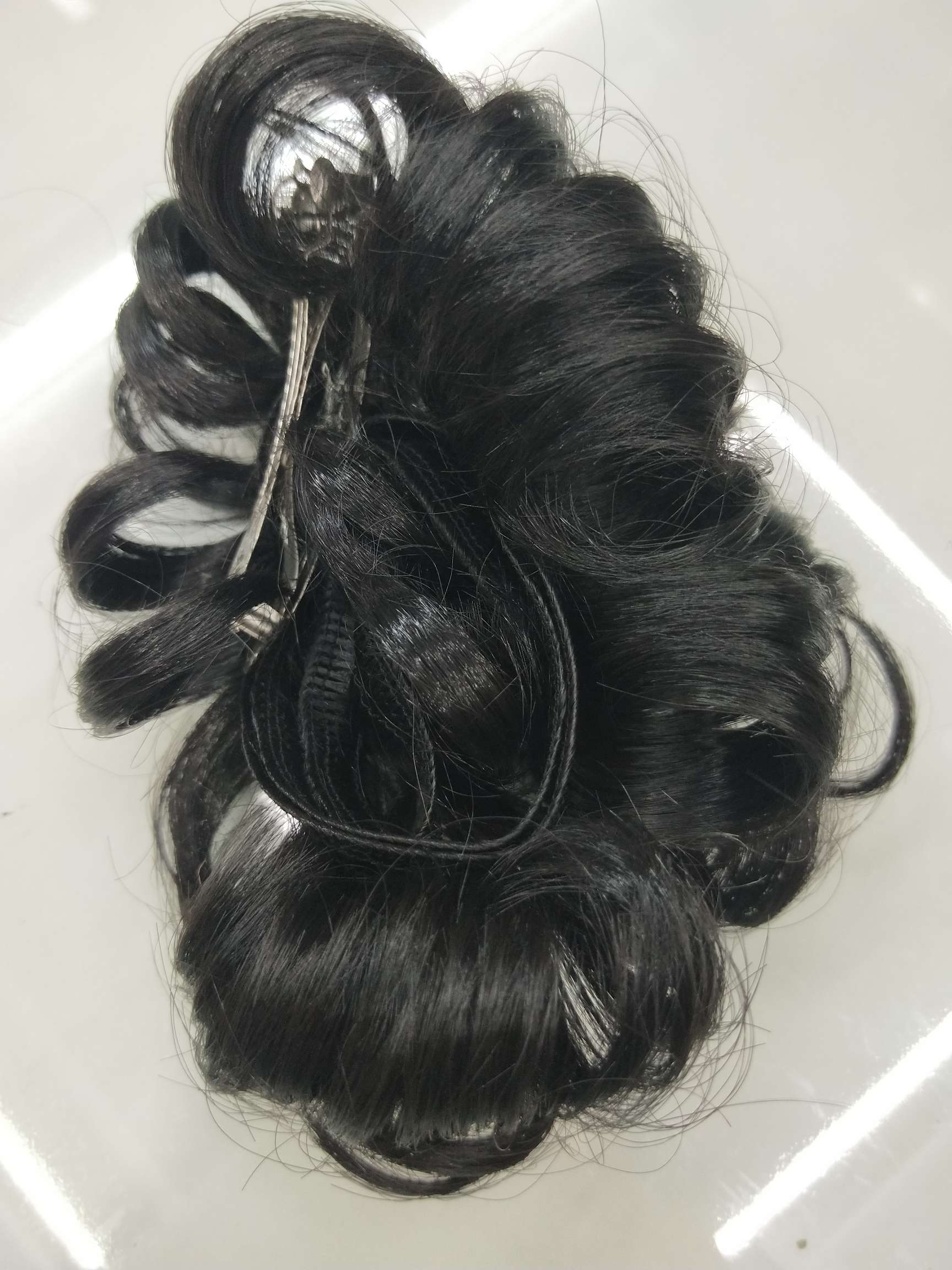 Viejo estilo clip de una palabra alta temperatura de seda peluca hebilla clip accesorios invisible no traza natural de una pieza extensiones de cabello Specification image