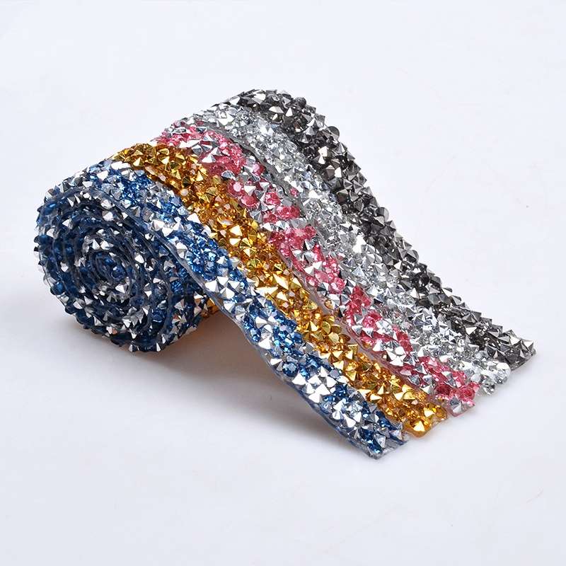 Environmentally friendly resin back rubber hot drill with long strip 1.0cm hot melt glue mesh drill rubber barcode chain clothing shoes bag accessories