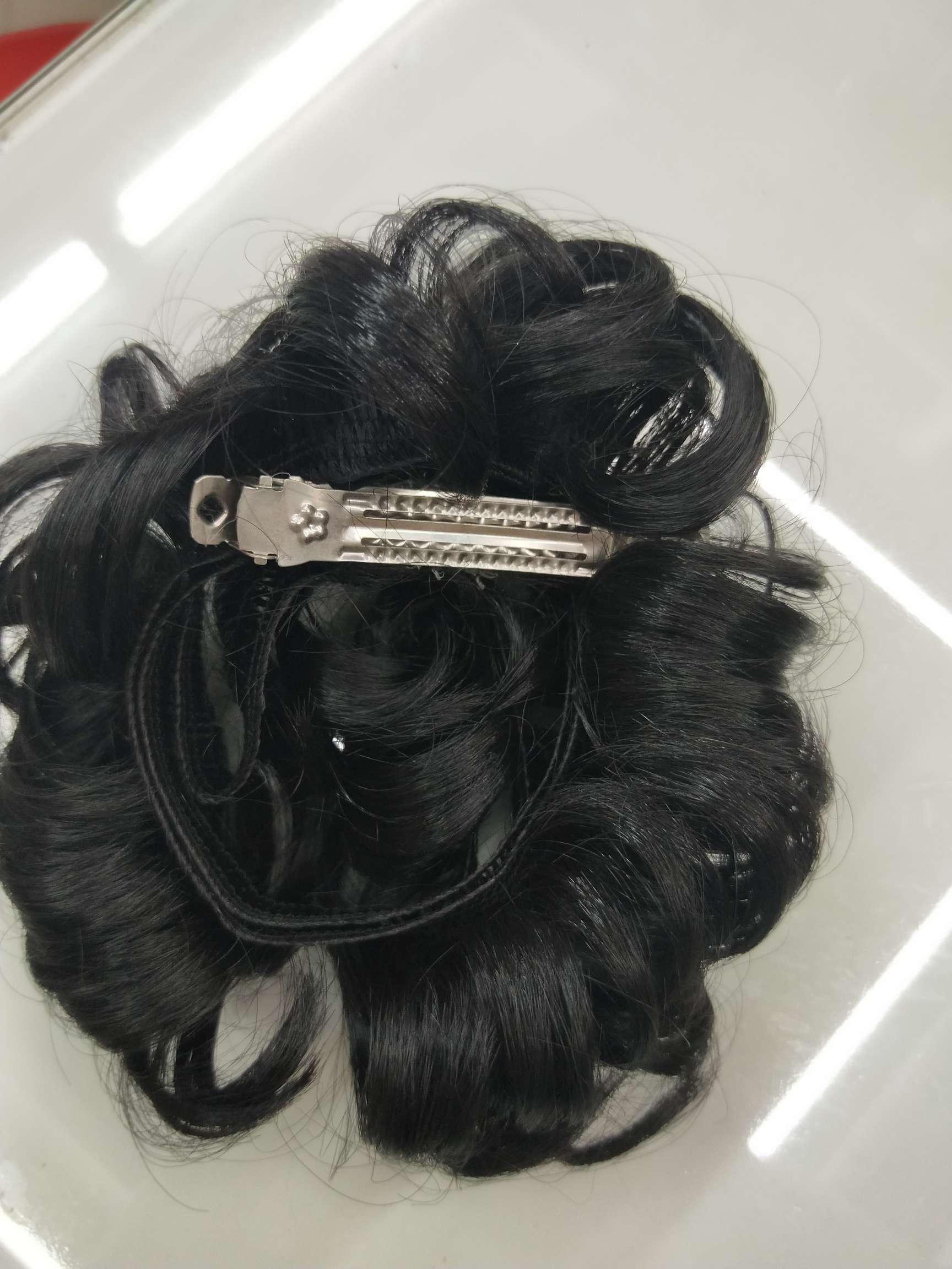 Viejo estilo clip de una palabra alta temperatura de seda peluca hebilla clip accesorios invisible no traza natural de una pieza extensiones de cabello details Picture