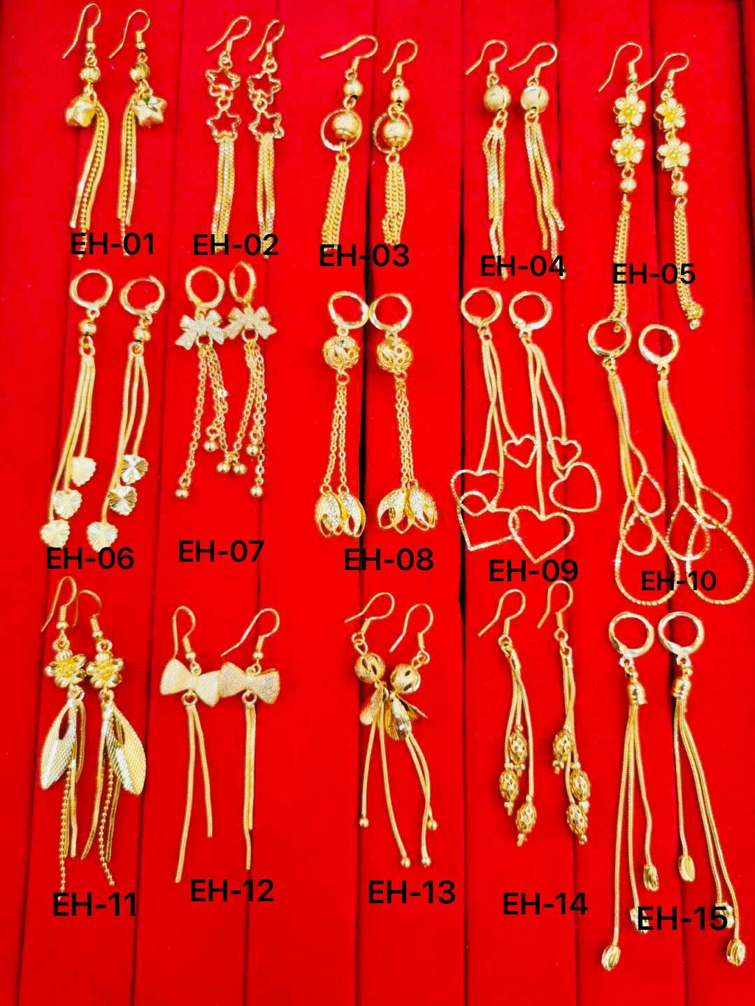 Simulated gold earrings for women, Vietnamese sand gold earrings, long jewelry that does not fade for a long time details Picture