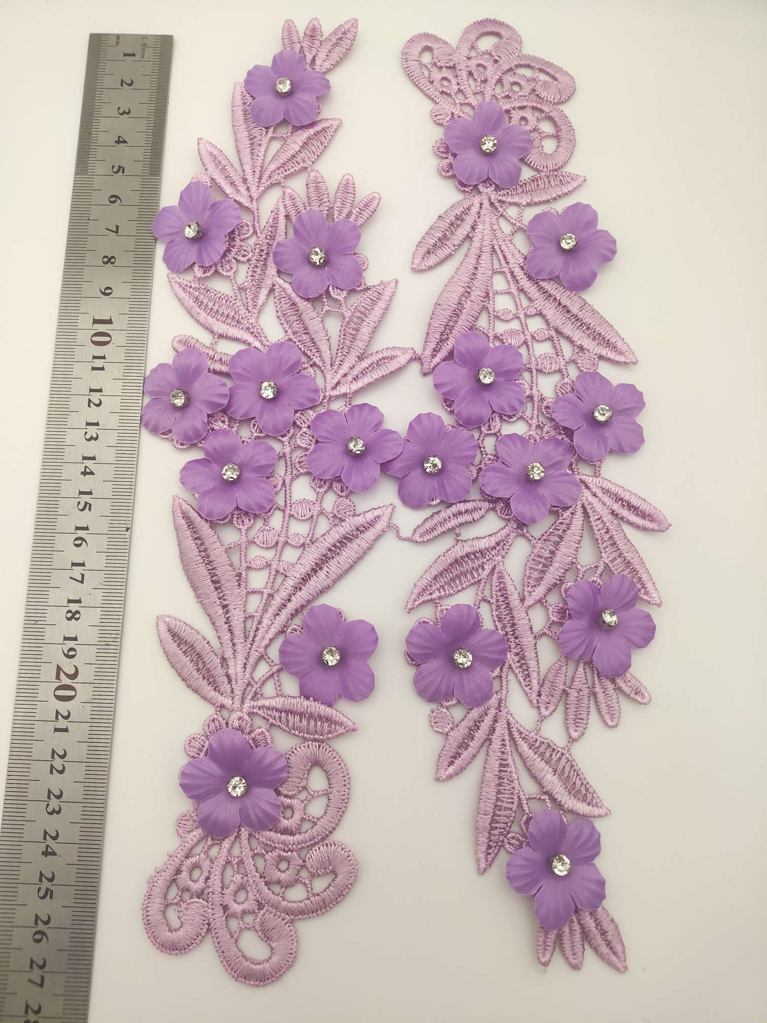 Polyester-polyester double-flower hand-stitched beaded flower clothing accessories, DIY collar flower wedding dress decoration 1-11 undefined