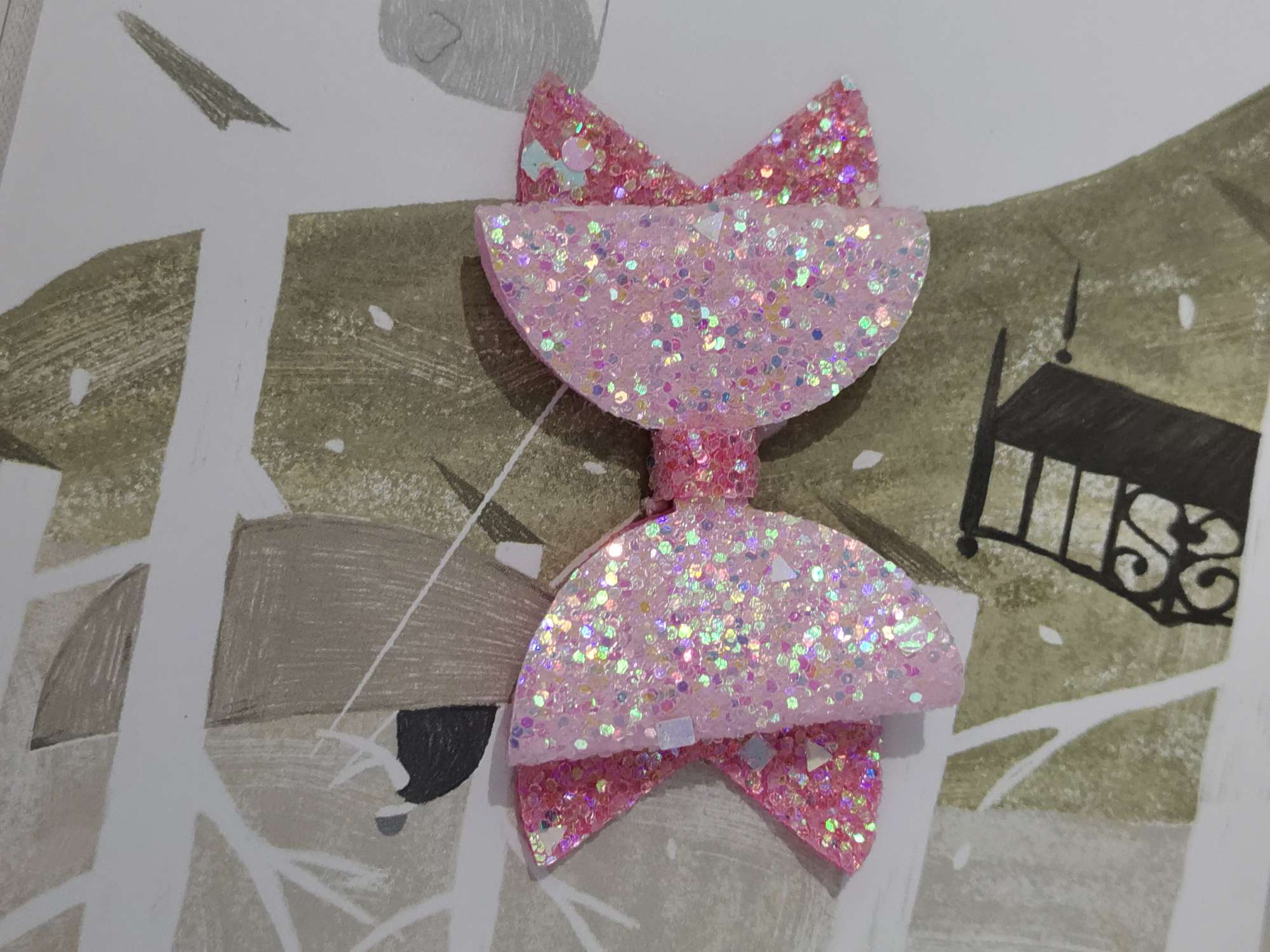 Two-color glitter double-layer bow tie details Picture