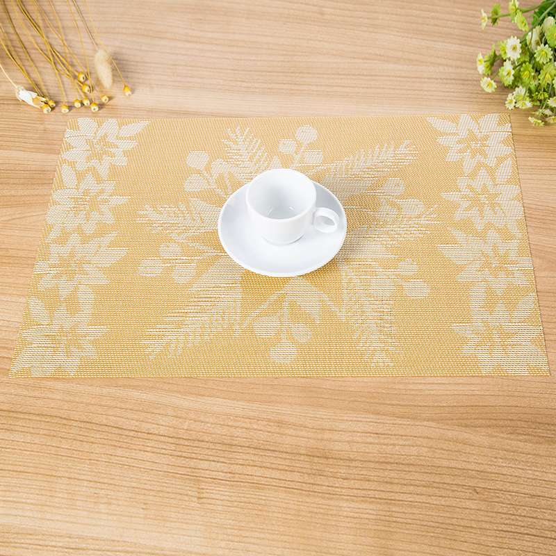 New Teslin Christmas large flower pvc placemats, leak-proof and edged-pressed Western placemats, classic and fashionable anti-slip coasters for hotels Specification image
