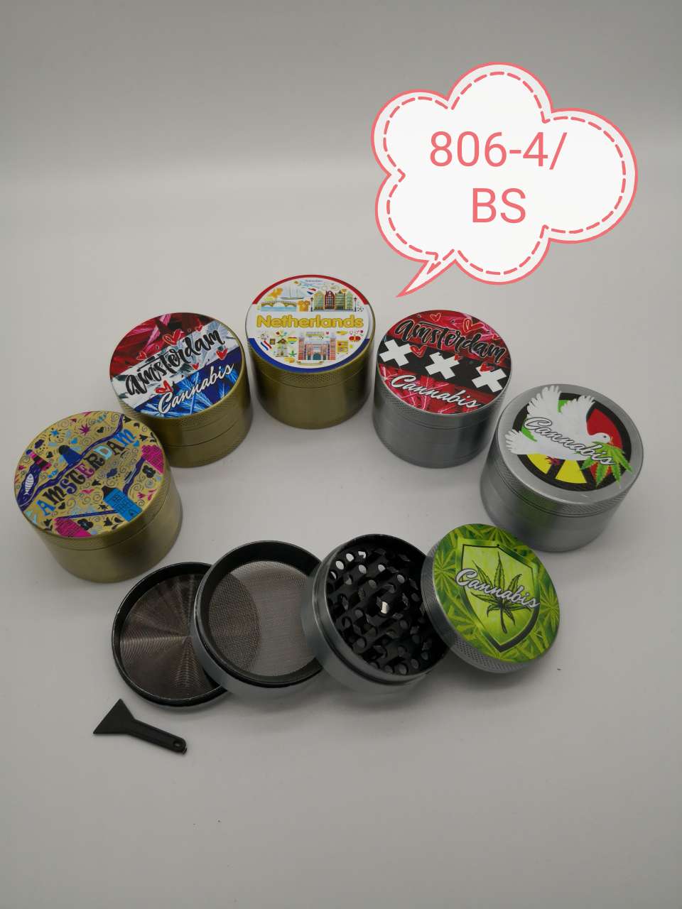 806-3彩印磨烟器 图案多（爆款）直径50mm 一件144个起做白底实物图
