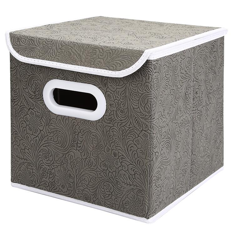 无纺布气眼收纳箱 凤尾花方形收纳箱25.25.25CM详情图6