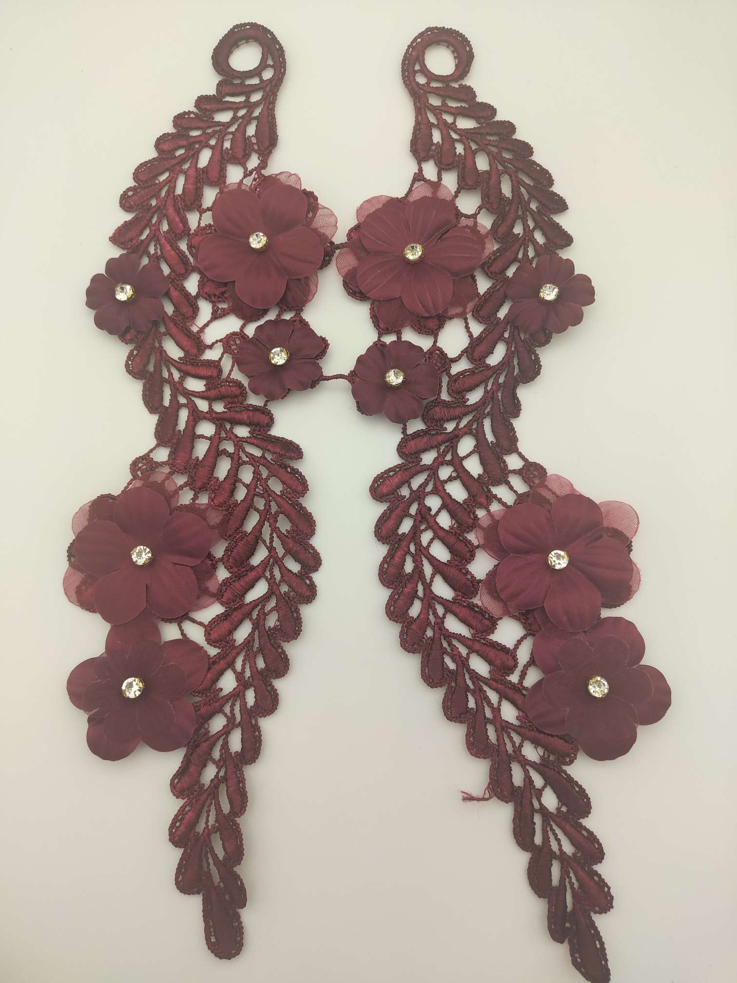 Polyester-polyester double-flower hand-stitched beaded flower clothing accessories, DIY collar flower wedding dress decoration 1-10 Specification image