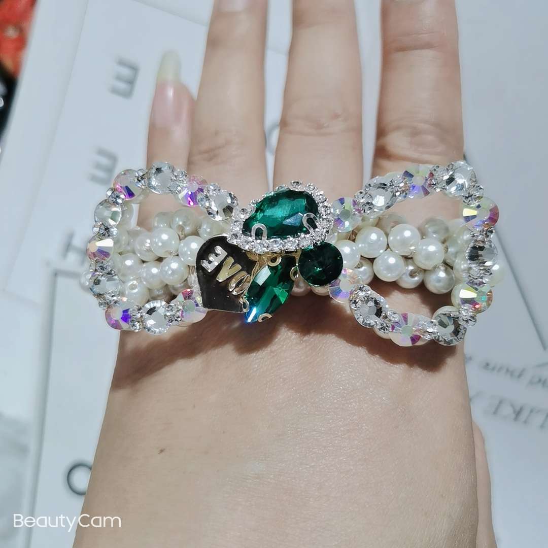 Pearl rubber band single-layer node diamond interlocking diamond butterfly flower jewelry