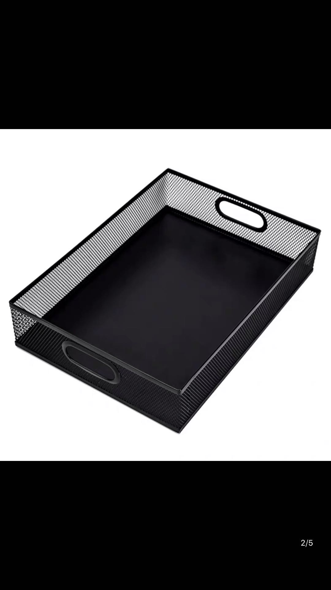 桌面整理铁丝网书架，托盘