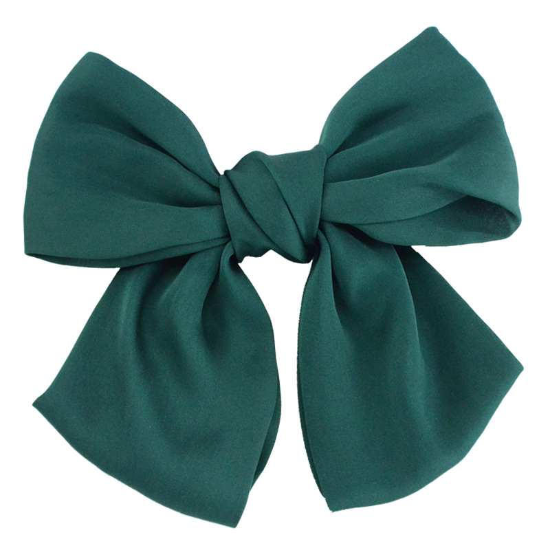 New Korean Version Of Women's Hair Accessories Girl Back Head Solid Color Big Bow Hairpin Spring Clip Net Red Ins Hair Accessories undefined