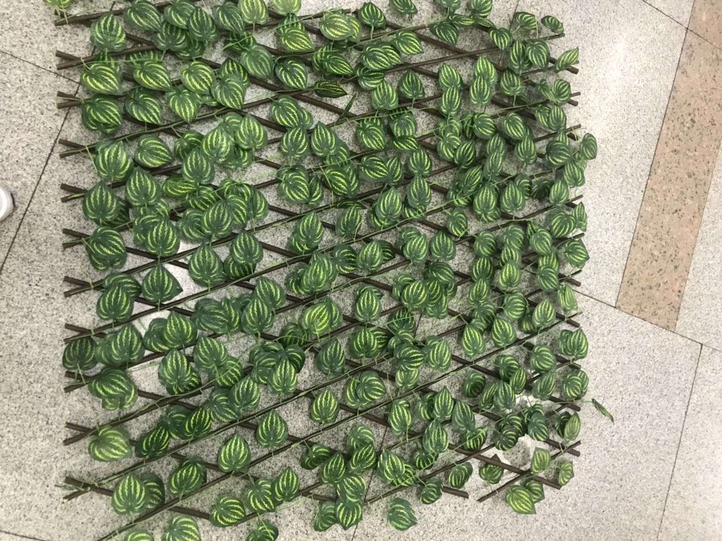 A fine decorative artificial plant, the fence with large leaves details Picture