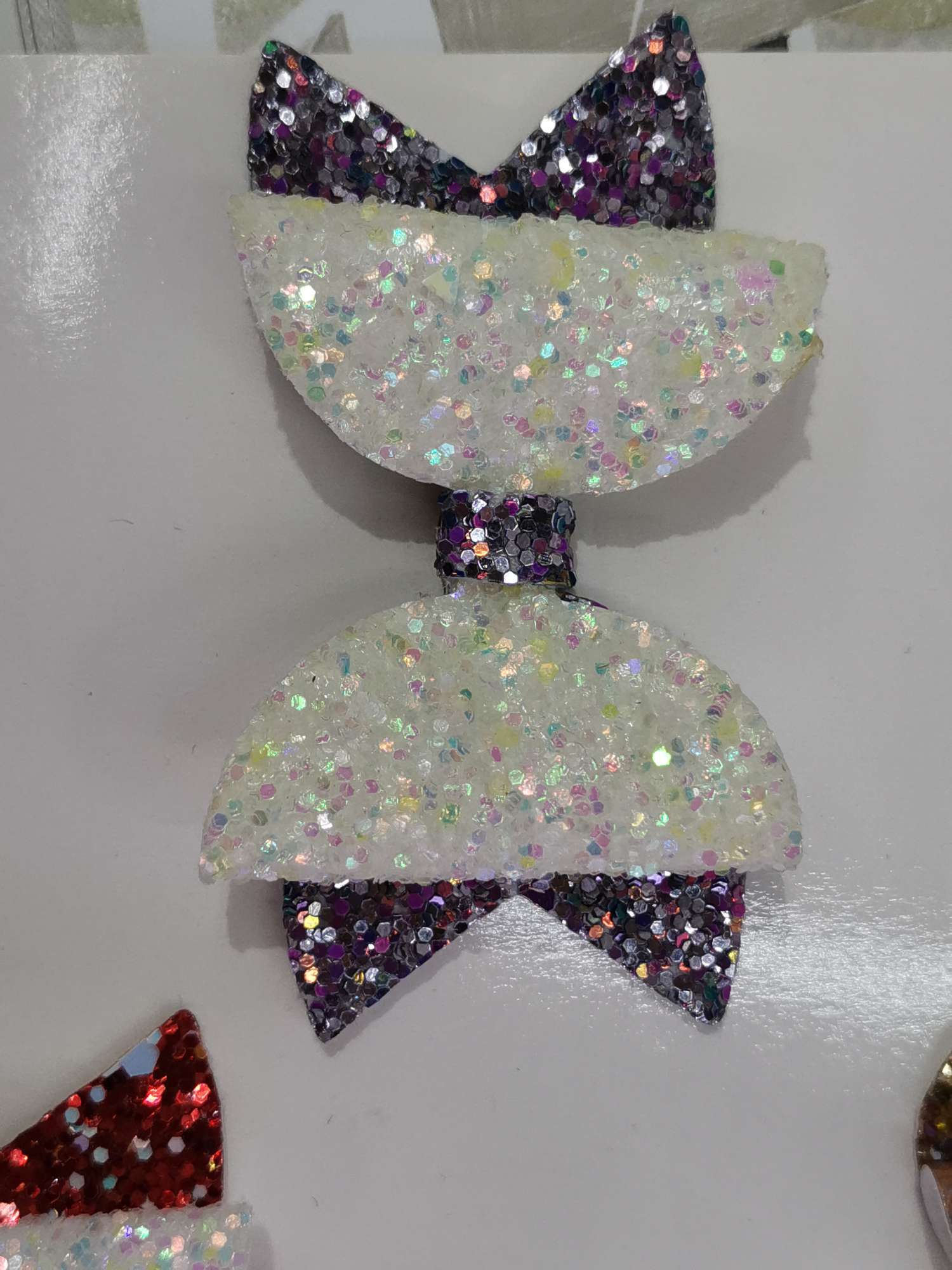 Two-color glitter double-layer bow tie Specification image