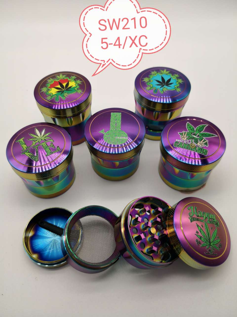 SW2105XC炫彩四层磨烟器 直径50mm 图案多款 一件240个起做