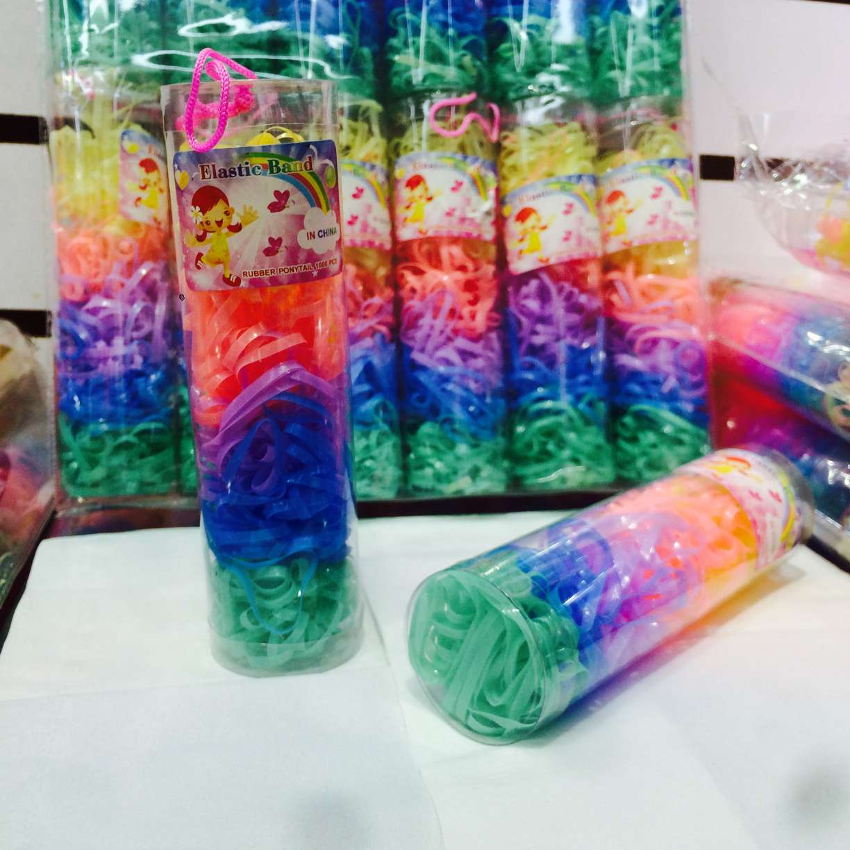 一次性筒装皮筋中筒12筒春天色