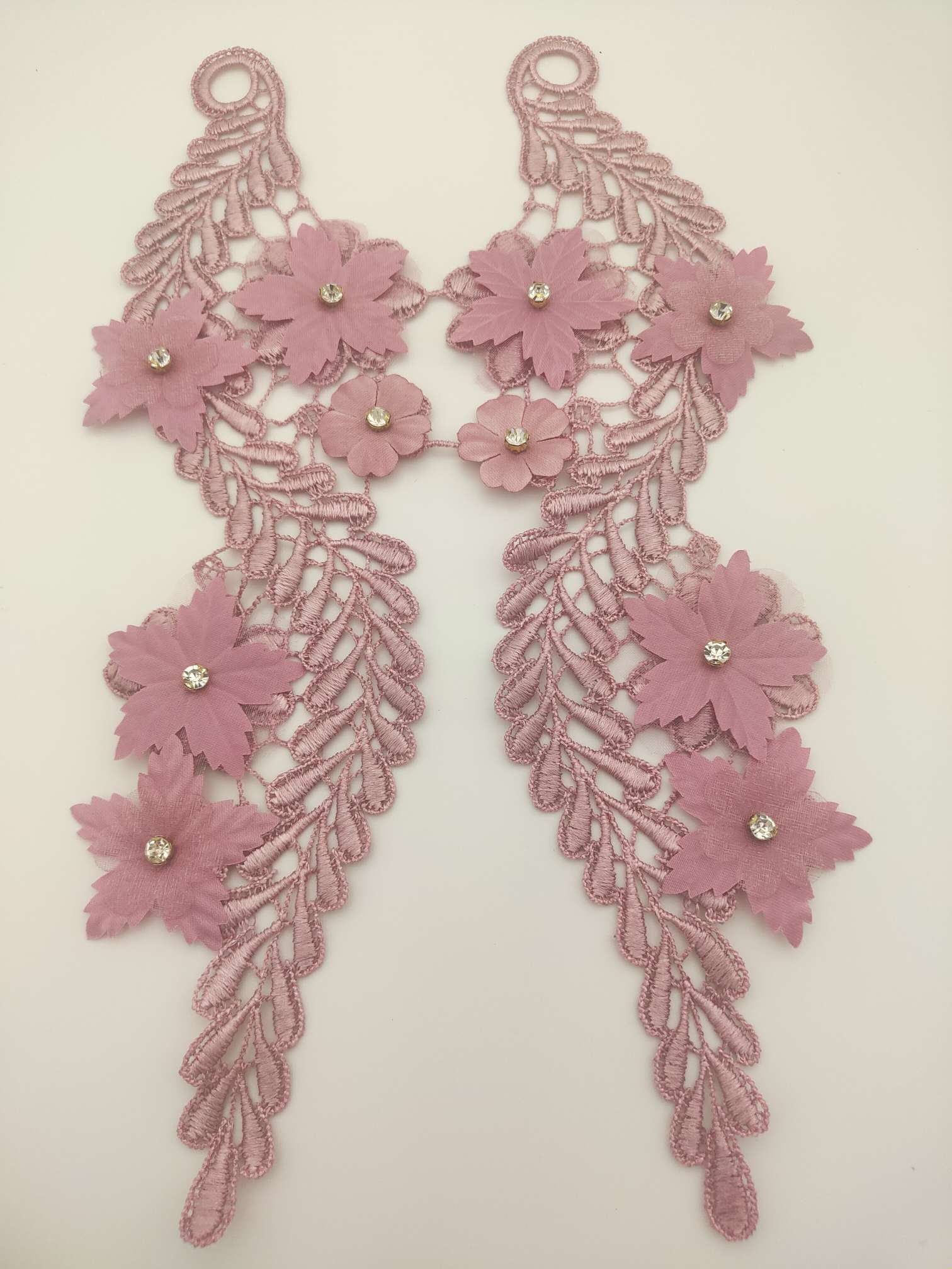 Polyester-polyester double-flower hand-stitched beaded flower clothing accessories, DIY collar flower wedding dress decoration 1-10 undefined