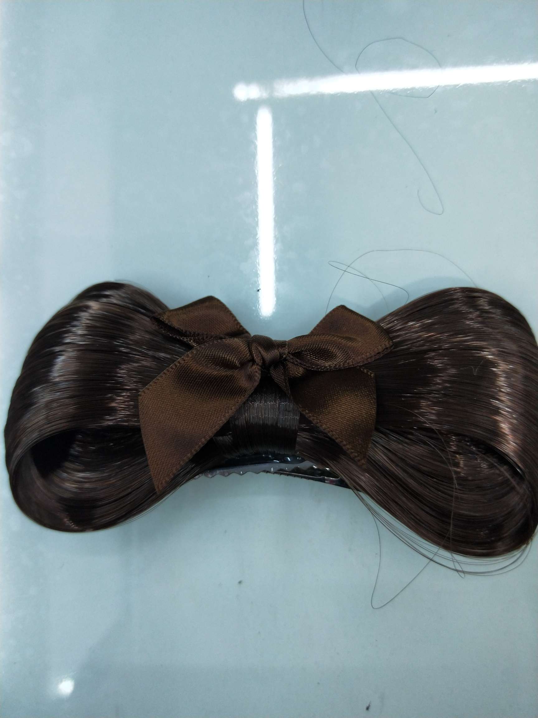 Wig bow, duckbill clip, ribbon, same color bow clip, invisible, seamless, natural one-piece hair extension
