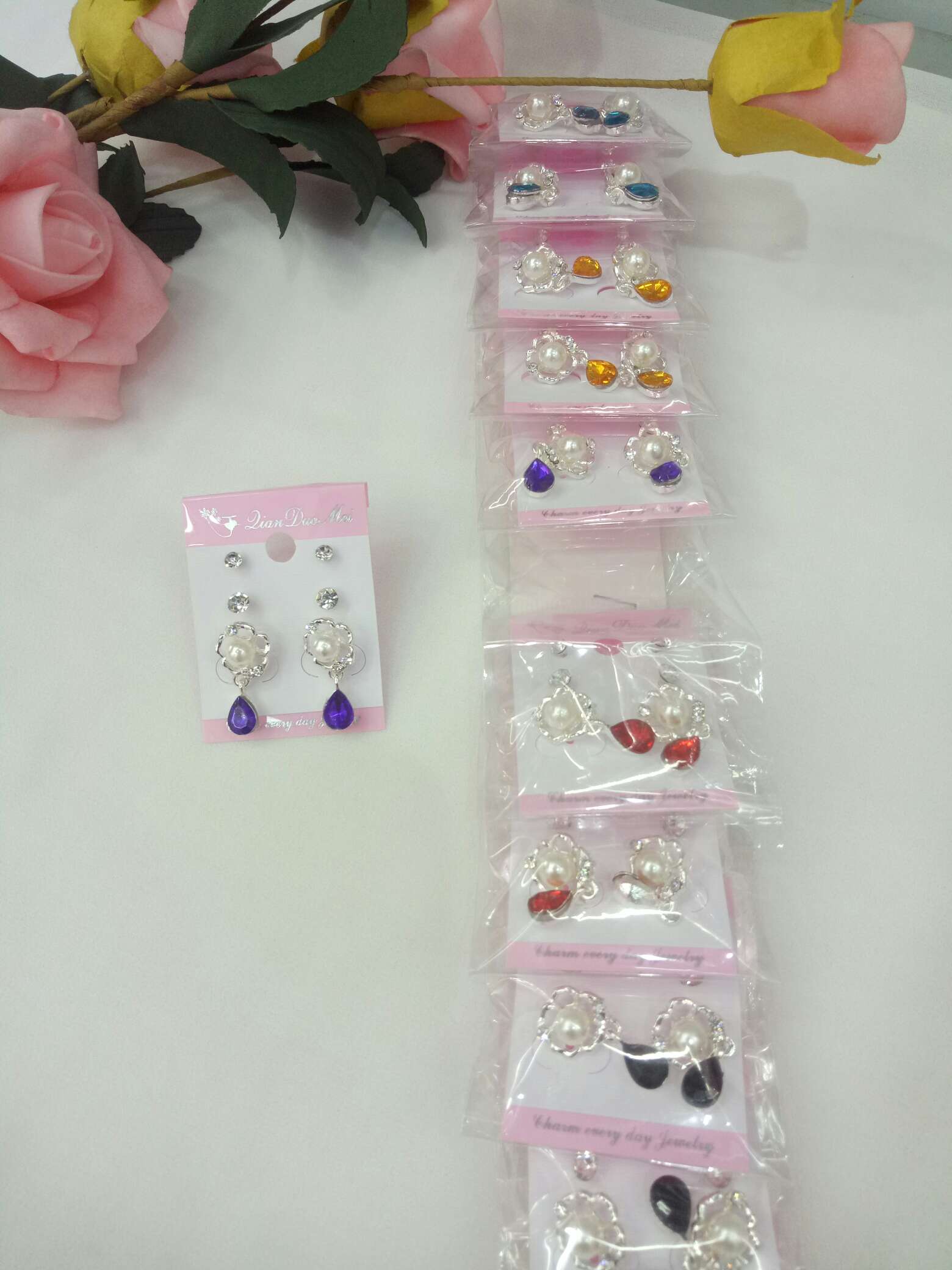 Drop Pearl Fashion Exquisite Small Earrings Stall Two Yuan Shop Gift Supply details Picture