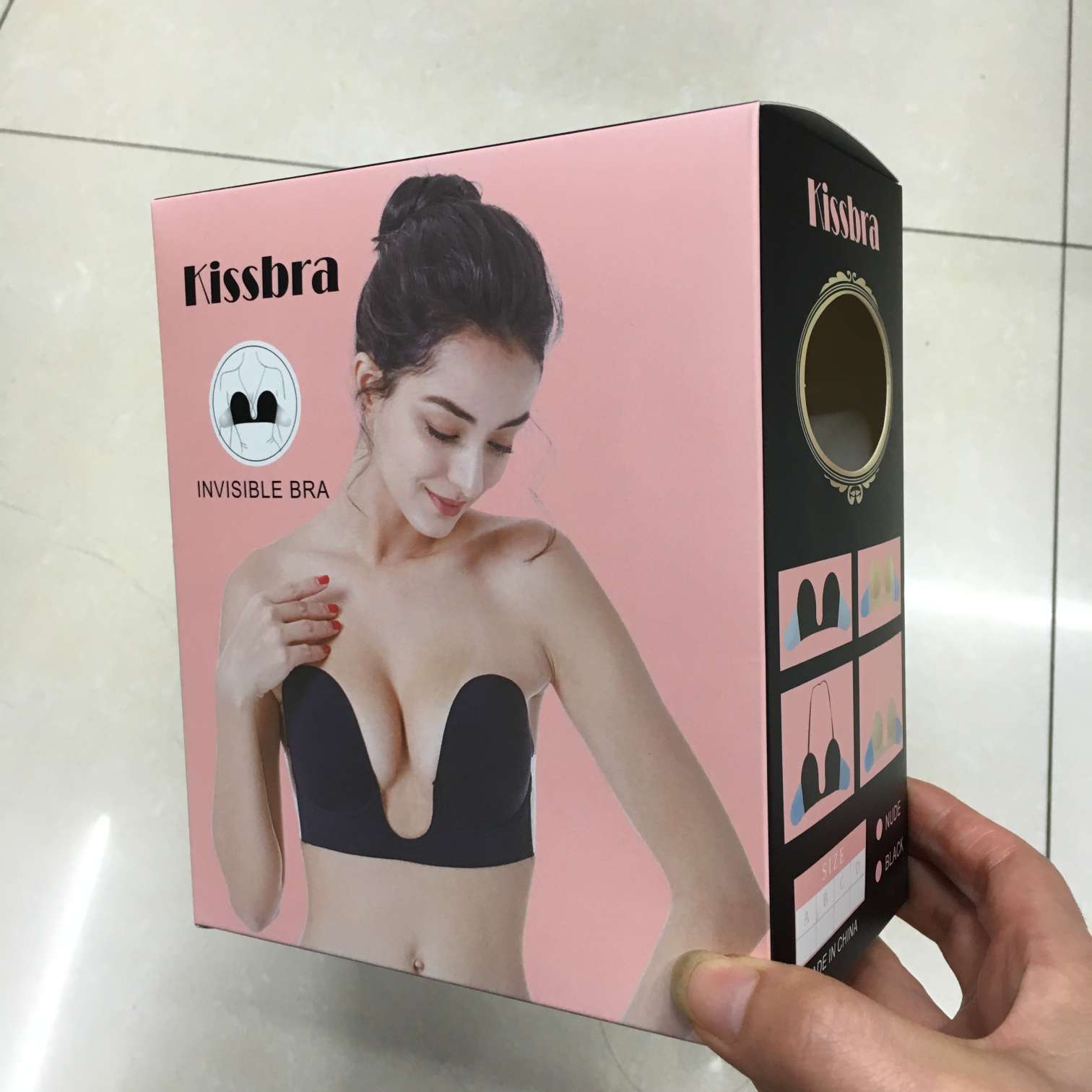 U-shaped wing stick type cloth bra invisible bra Black skin ABC size stick type bra bra underwear Application Scenario