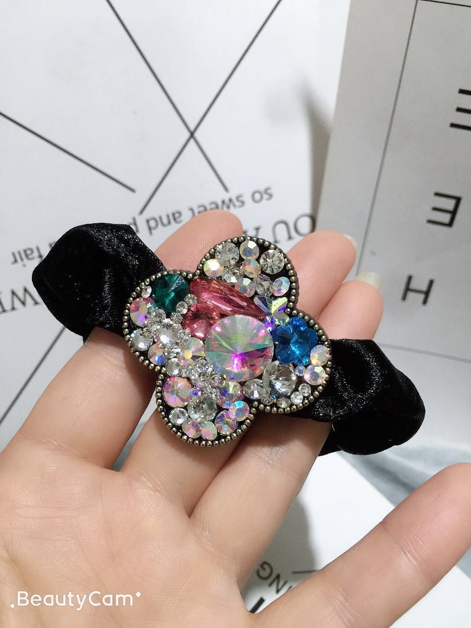 Butterfly Flower jewelry cover fabric rubber band four-leaf clover dot diamond
