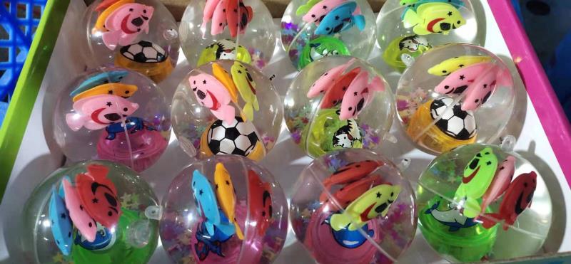新品儿童玩具大号卡通发光弹力球闪光水晶球可带绳夜市地摊热卖款细节图