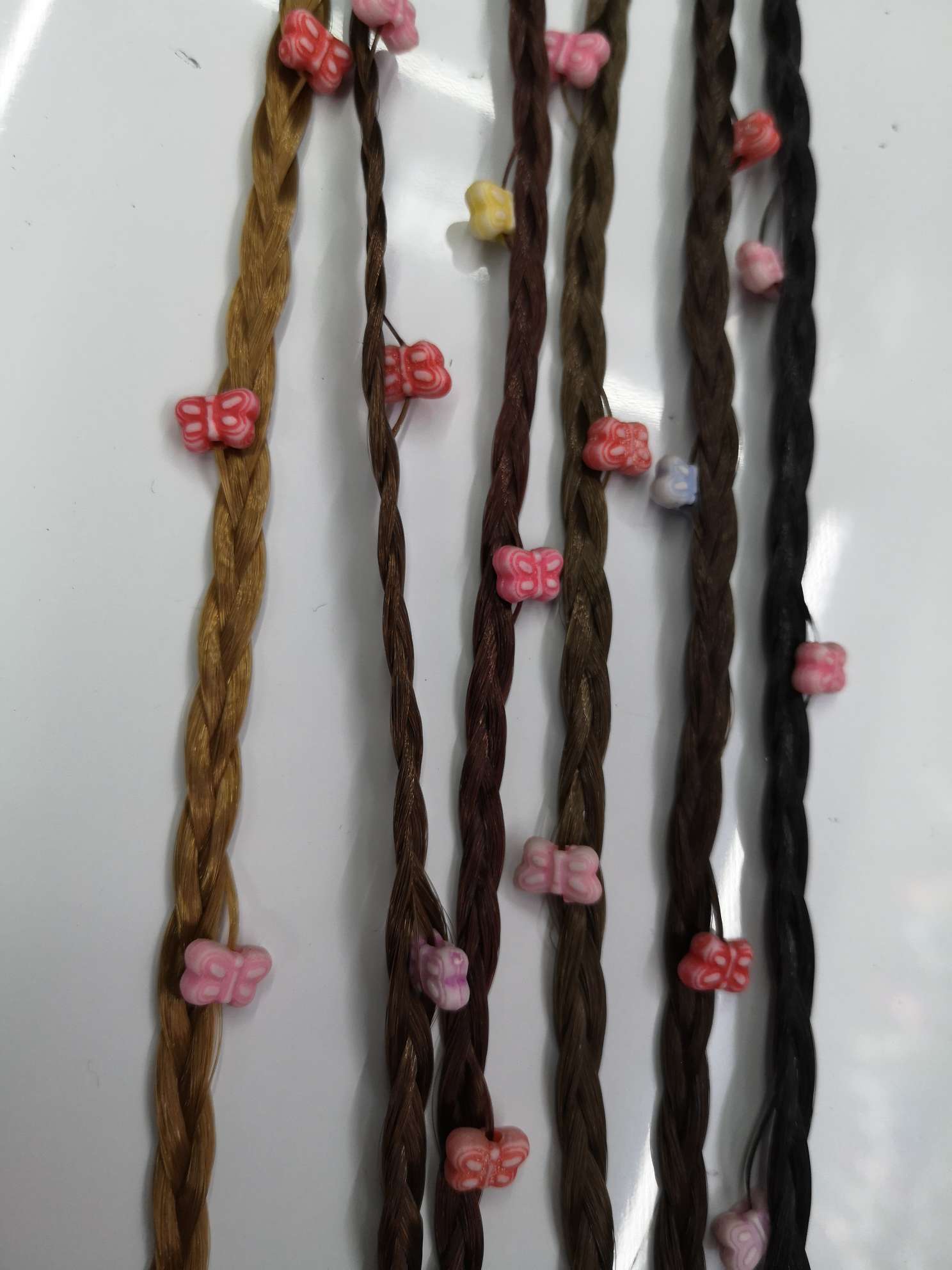 30Cm Plum Card Dark One Line Clip Braid With Butterfly Beads Application Scenario