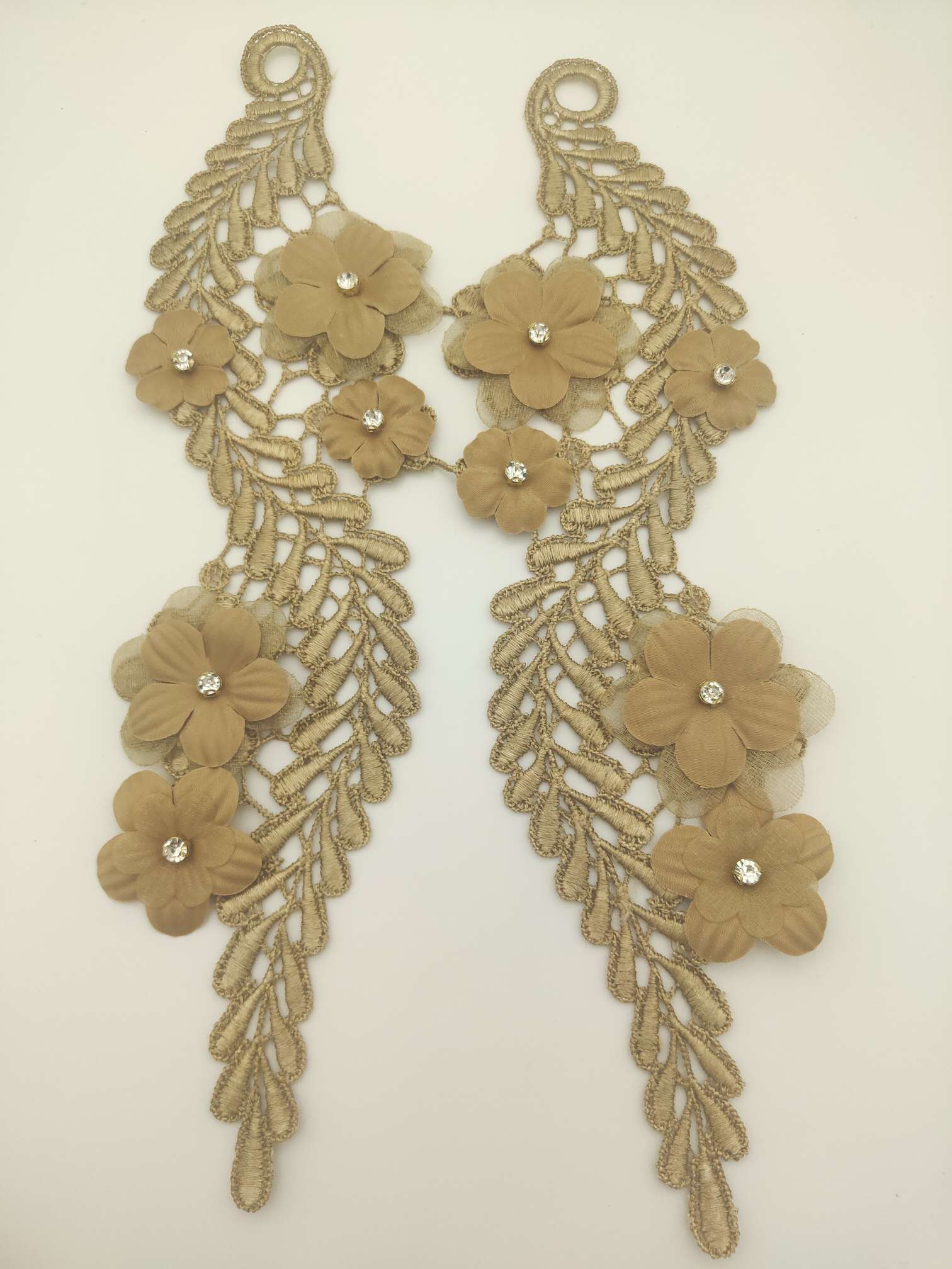 Polyester-polyester double-flower hand-stitched beaded flower clothing accessories, DIY collar flower wedding dress decoration 1-10