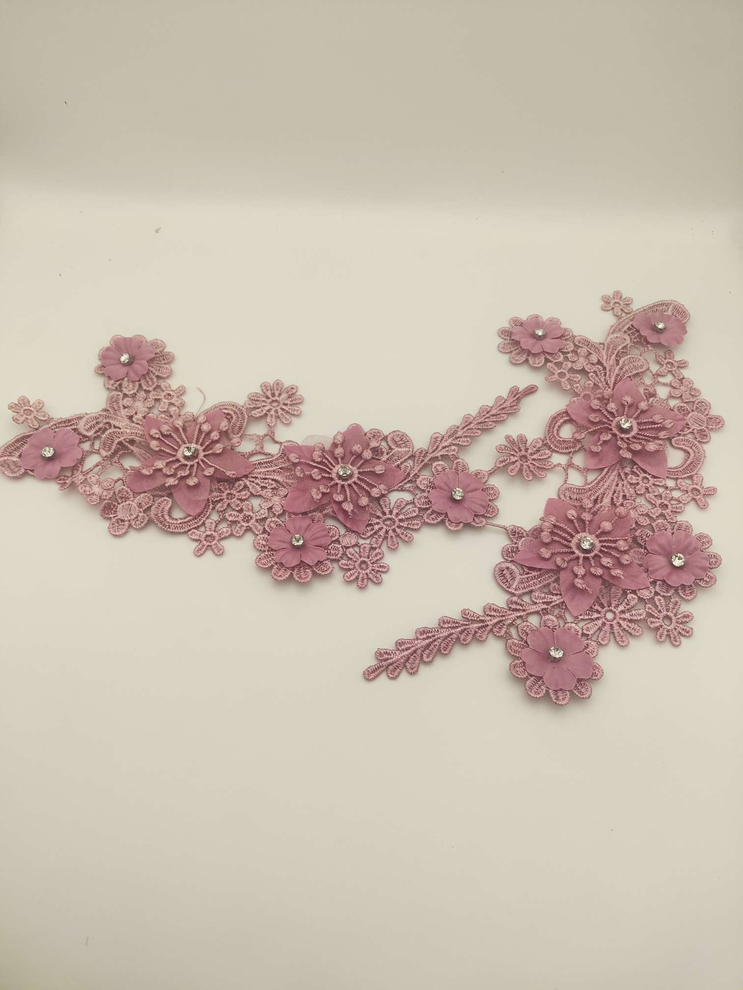 Polyester-polyester double-flower hand-stitched beaded flower clothing accessories, DIY collar flower wedding dress decoration 1-2