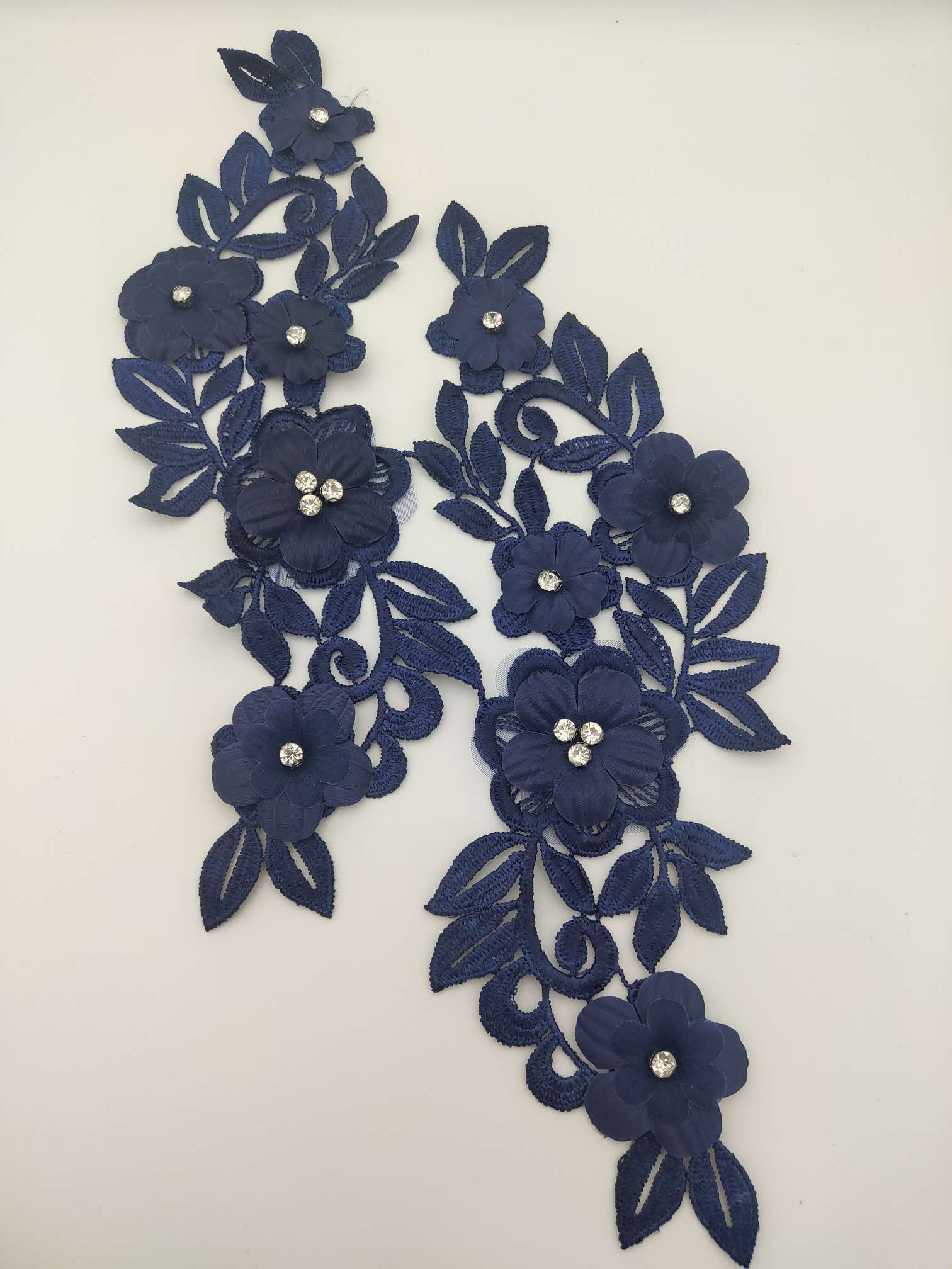 Polyester-polyester double-flower hand-stitched beaded flower clothing accessories, DIY collar flower wedding dress decoration 1-3