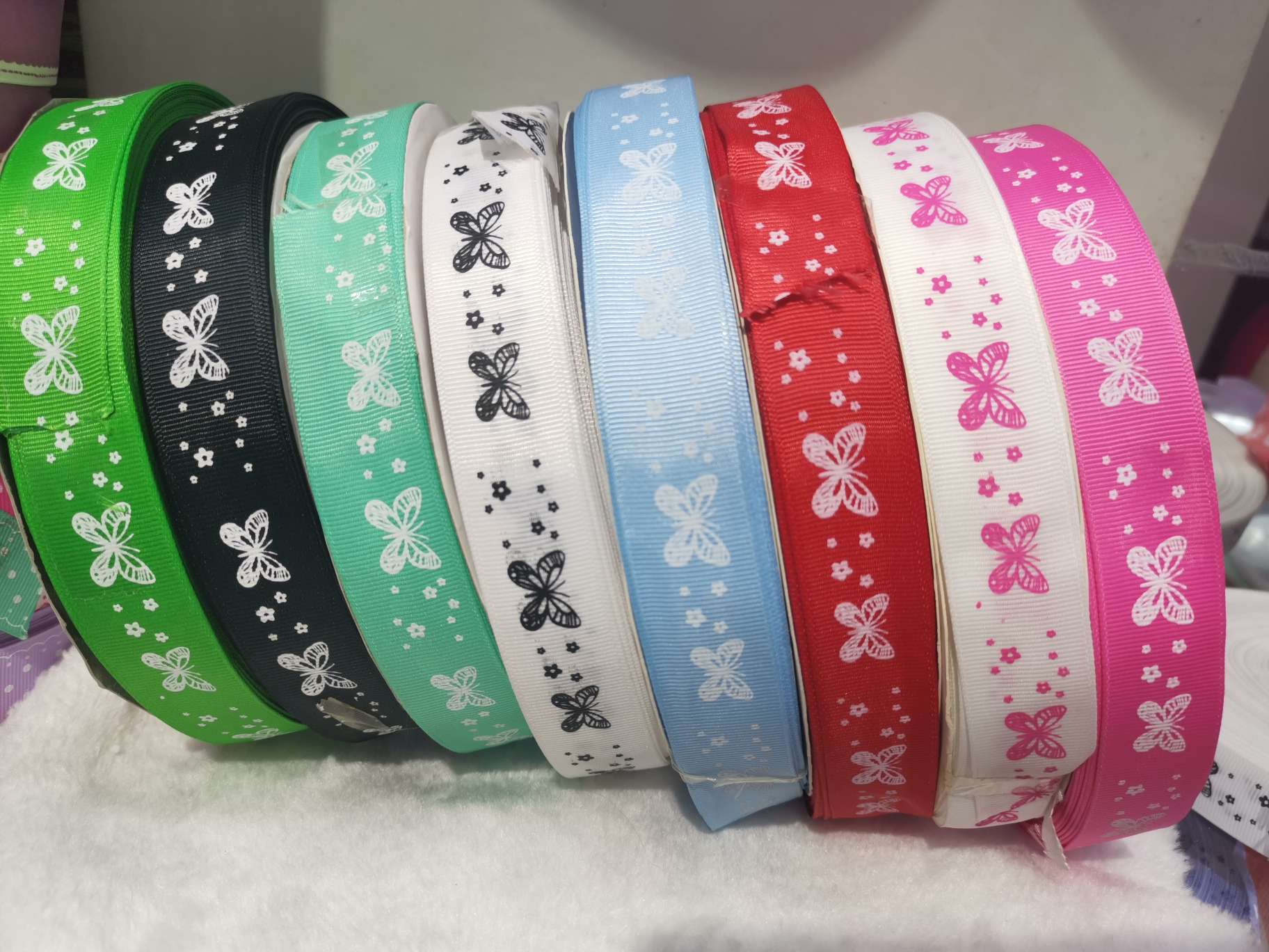 单色蝴蝶印刷 2.5公分罗纹