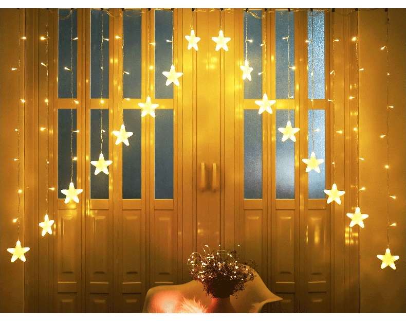 LED star curtain lights, Christmas festival inverted triangle door curtain lights, bedroom room decorative lights manufacturer wholesale details Picture
