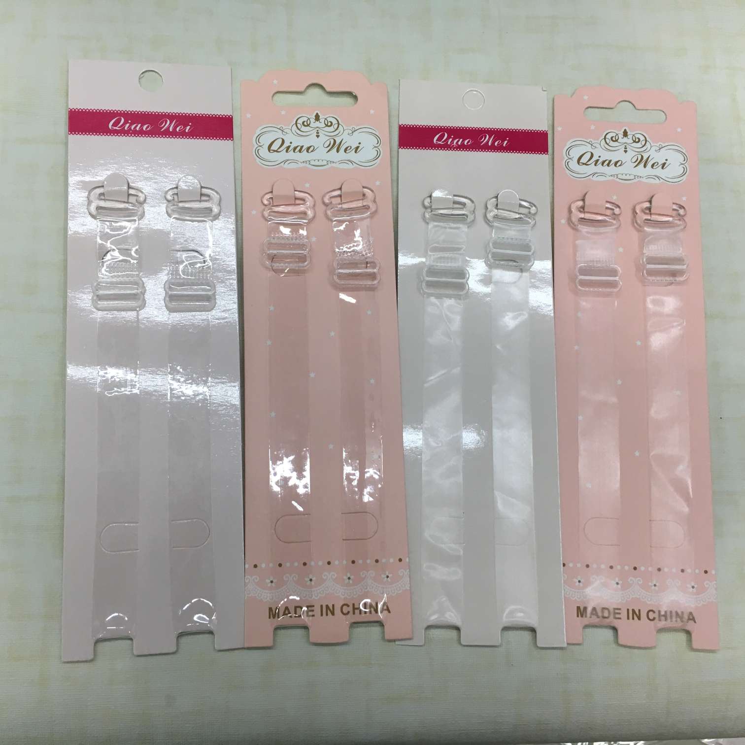 Bra underwear invisible shoulder strap transparent frosted shoulder strap plastic buckle shoulder strap 1.5cm wide paper card packaging Item Picture