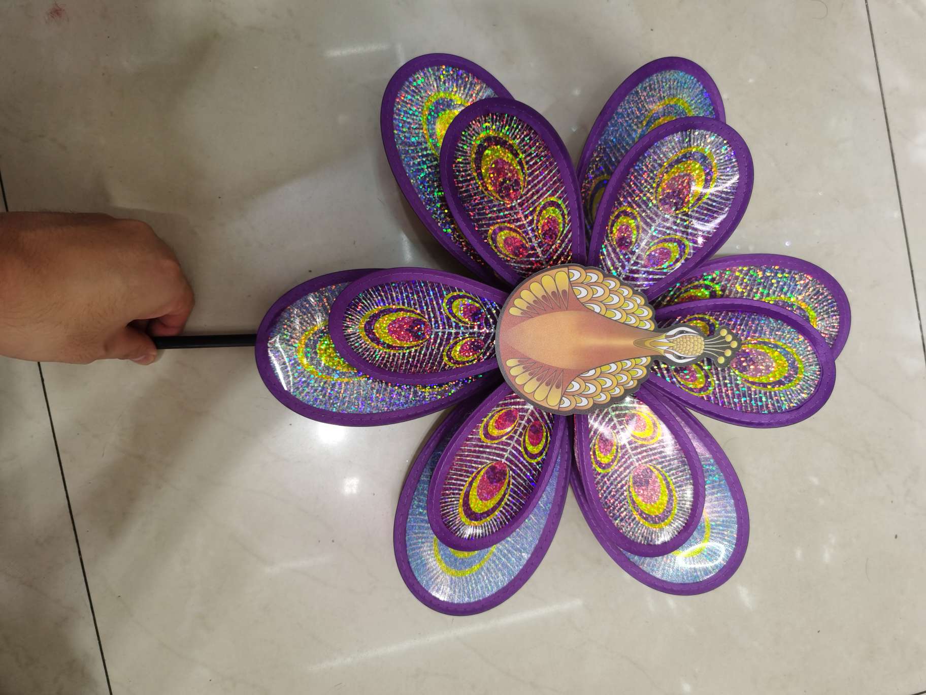 爱心孔雀亮片风车