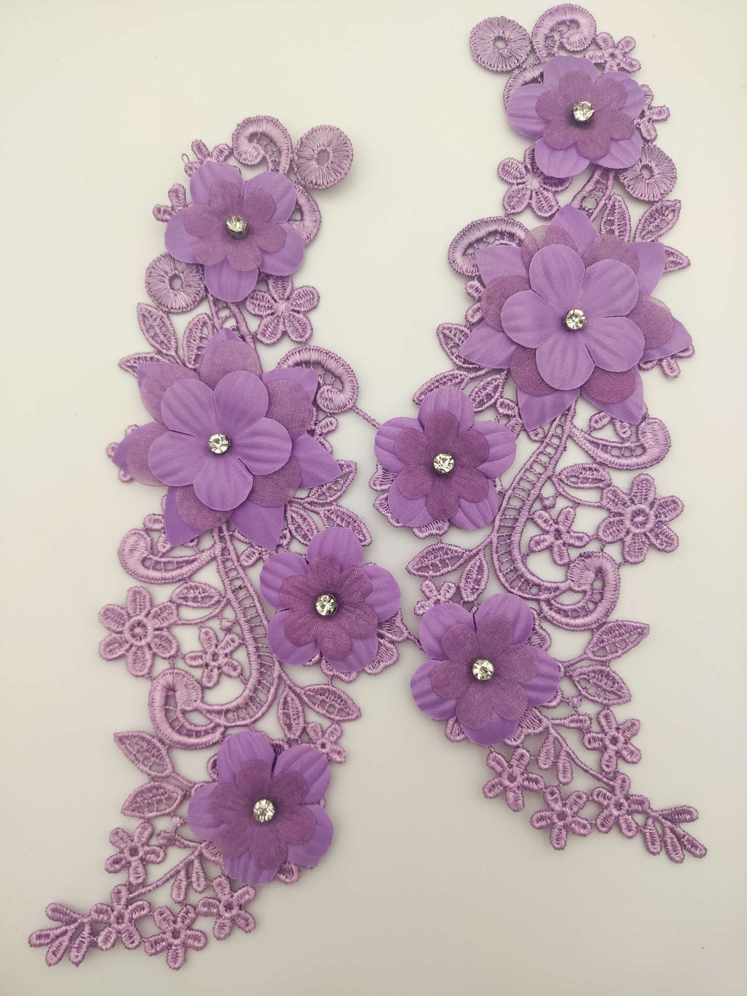 Polyester-polyester double-flower hand-stitched beaded flower clothing accessories, DIY collar flower wedding dress decoration 1-5