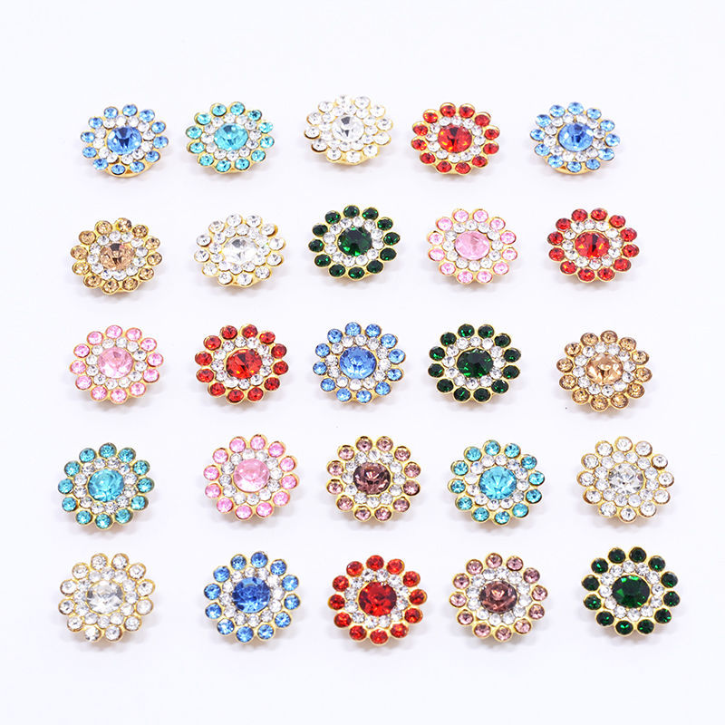 乔日辅料DZ14MM太阳花 水钻扣 满钻 手工小饰品 DIY饰品配件 发夹配饰材料