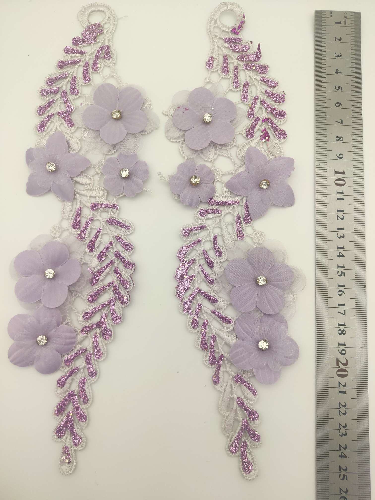 涤光对花手工钉珠花朵服装辅料贴花DIY撒粉，金粉领花婚纱礼服装饰1-17