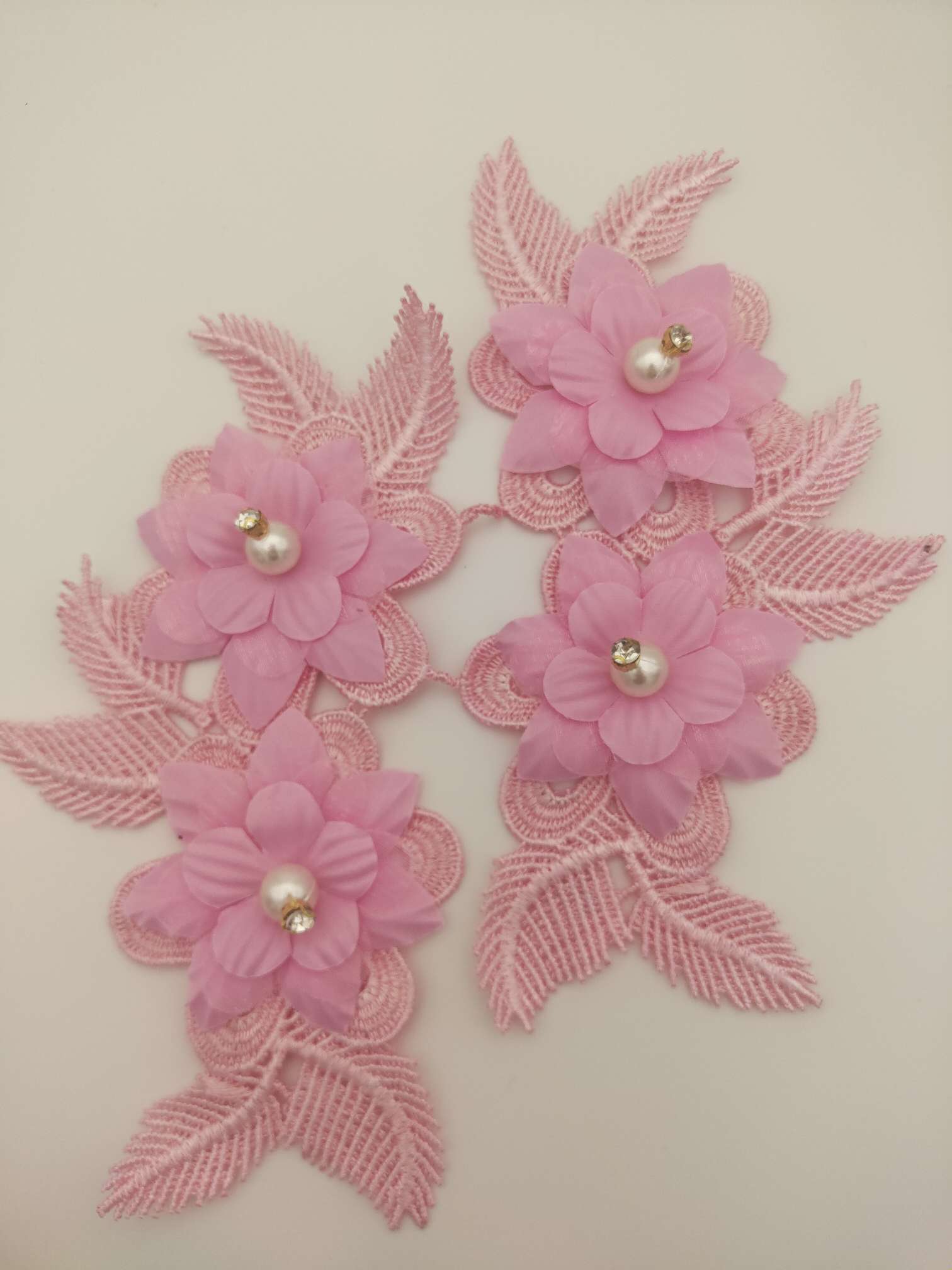 Polyester-polyester double-flower hand-stitched beaded flower clothing accessories, DIY collar flower wedding dress decoration 1-15 undefined
