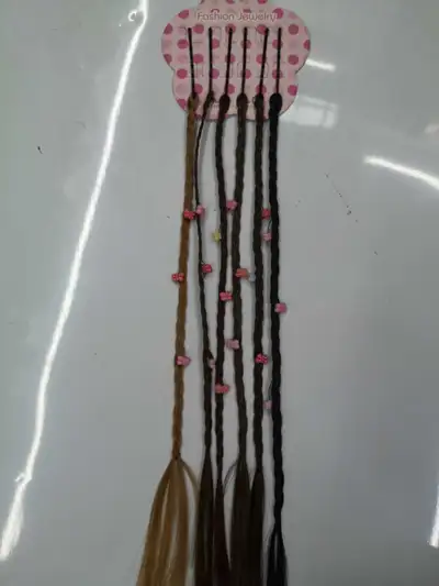 30Cm Plum Card Dark One Line Clip Braid With Butterfly Beads