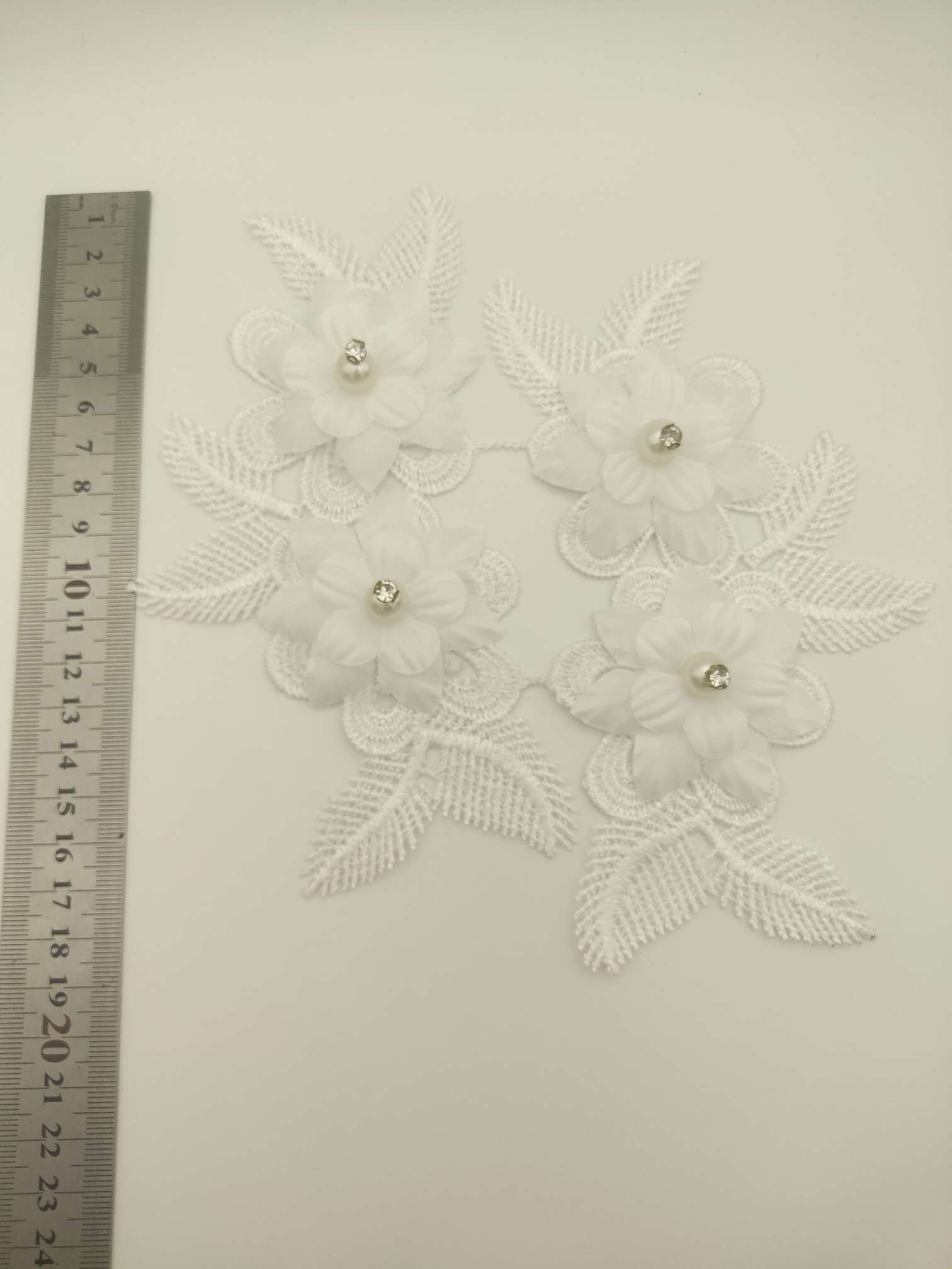 Polyester-polyester double-flower hand-stitched beaded flower clothing accessories, DIY collar flower wedding dress decoration 1-15
