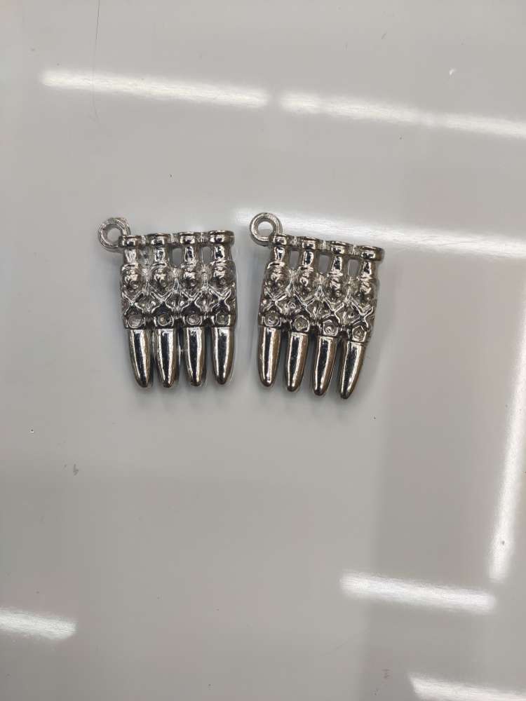H789 bullet, ca. 29 MM long, 22 MM wide, 6 MM thick and 2 MM aperture, CCB Material electroplated white K necklace key chain accessories thumbnail