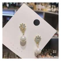 Feather butterfly jewelry pearl earrings female simple joker