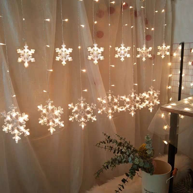 Snowflake curtain light, 3-meter led snowflake ice strip light string, new Christmas decorative light, snowflake curtain light, outdoor waterproof wedding small color light details Picture