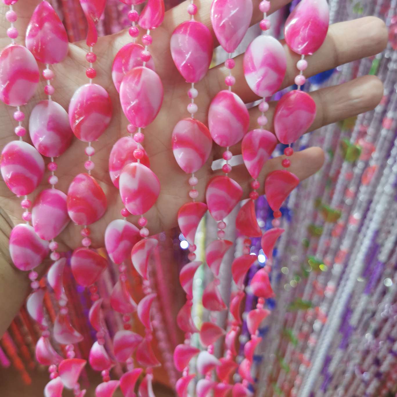 Mixed color plastic bead curtain, door curtain, connecting bead, imitation crystal acrylic door curtain, decorative process