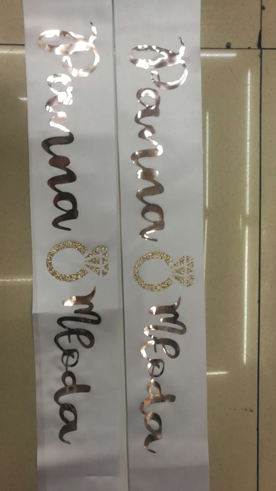 Specializing in the production of gold and silver embossed shoulder straps, etiquette straps, LOGO design for festivals, balls, parties, bridal parties, and bachelor parties undefined