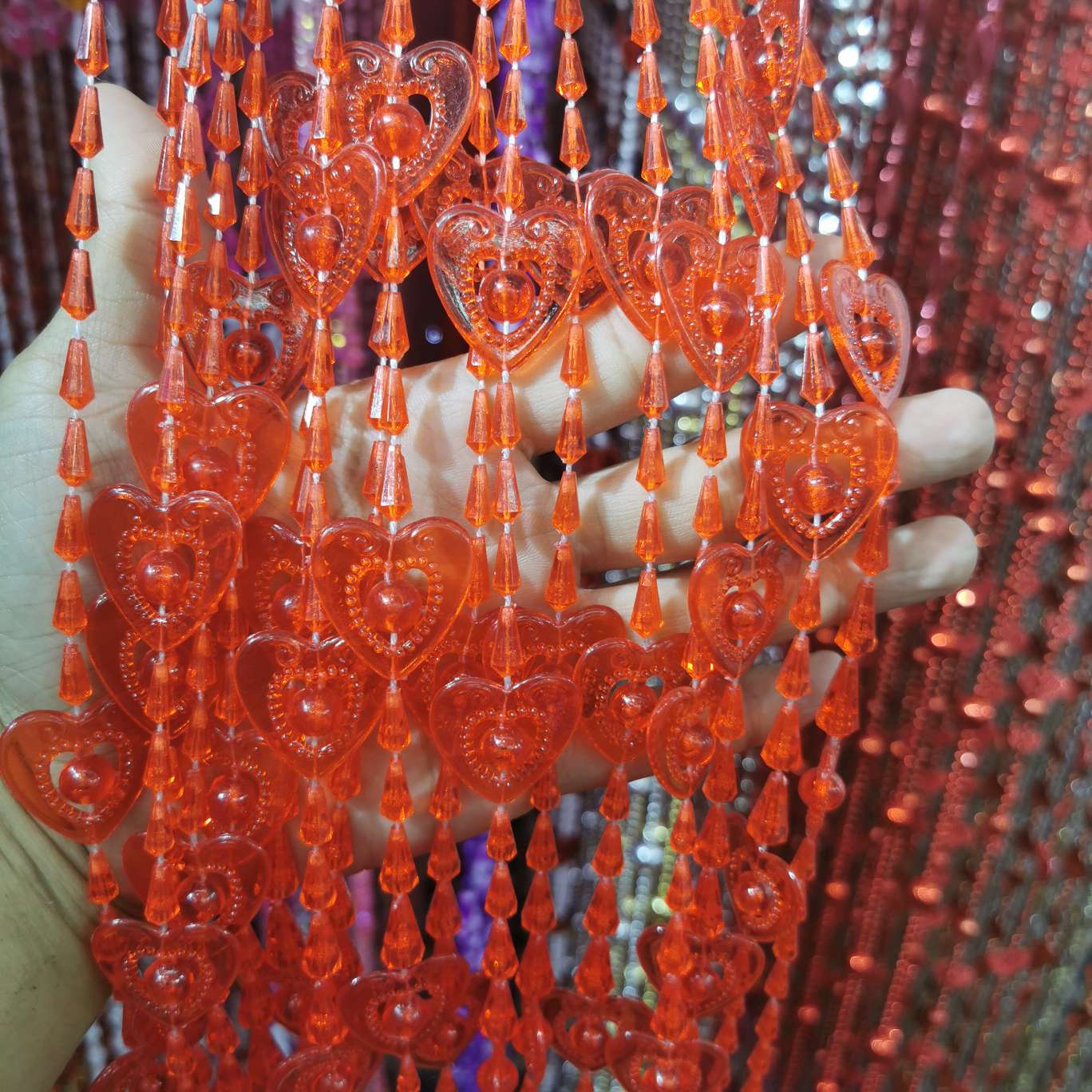 Festival plastic bead curtain, door curtain, connecting bead, imitation crystal acrylic door curtain, decorative process thumbnail