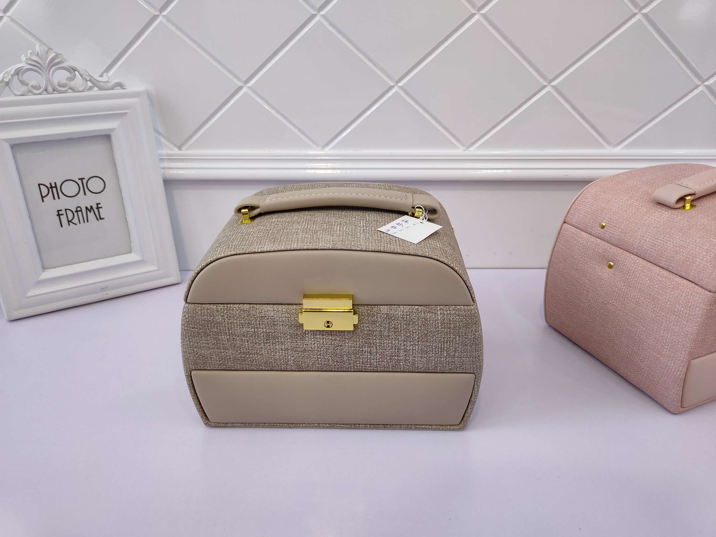 Jinqi Jewelry Box European High Leather Stud Ring Necklace Jewelry Box Accessory Display Box 2020 New Product YM058 details Picture