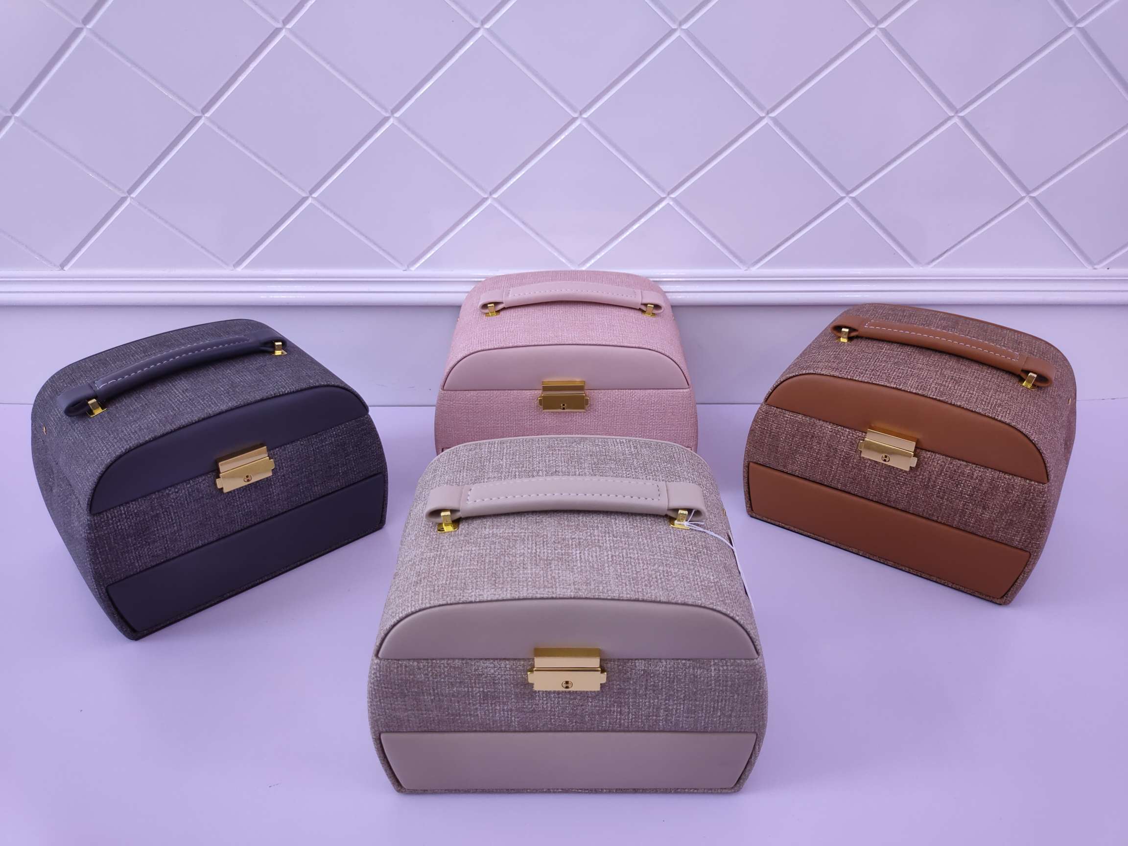 Jinqi Jewelry Box European High Leather Stud Ring Necklace Jewelry Box Accessory Display Box 2020 New Product YM058